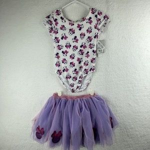 NWT Disney Store Minnie Mouse Tutu Body Suit Set Size 9/10 Girls